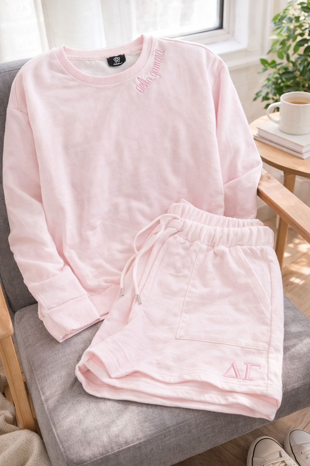 Delta Gamma Pink short set