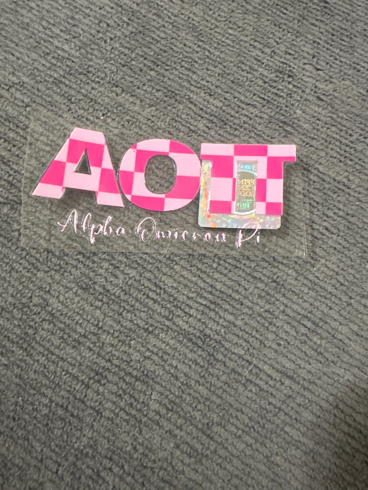 AOII checkered UV DTF sticker