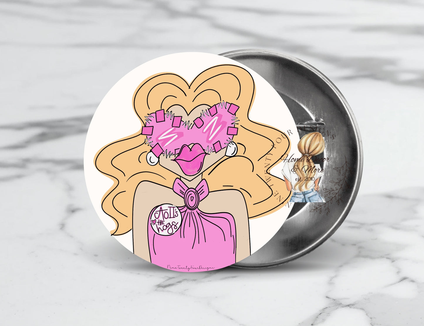 Preppy girl Game day button