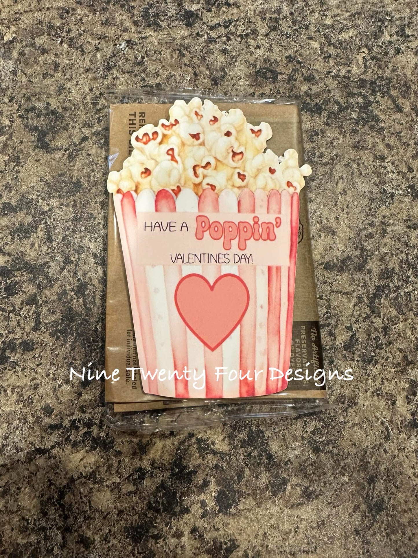 Valentines Popcorn Stickers set of 4