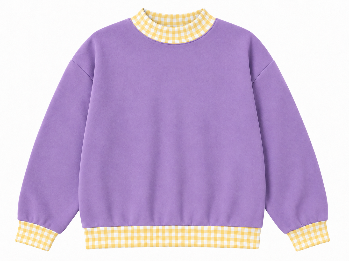 Pre-Order purple/lavender yellow gingham Youth Mockneck sweatshirt
