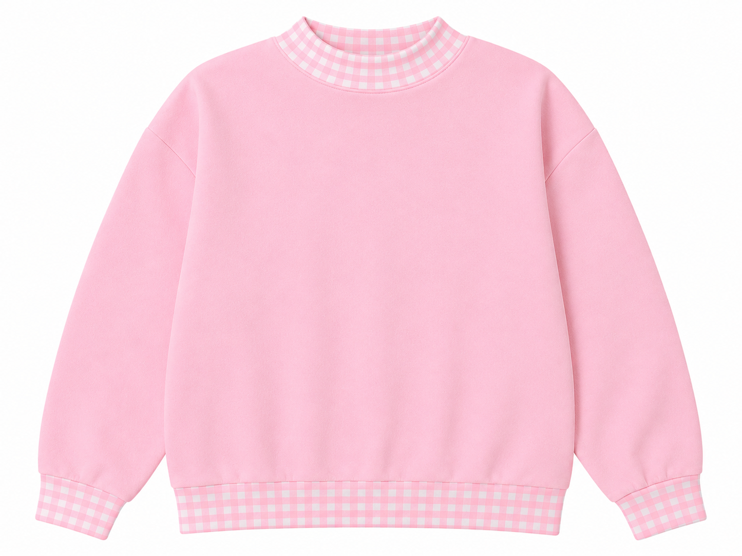 Pre-Order light pink/pink gingham Youth Mockneck sweatshirt