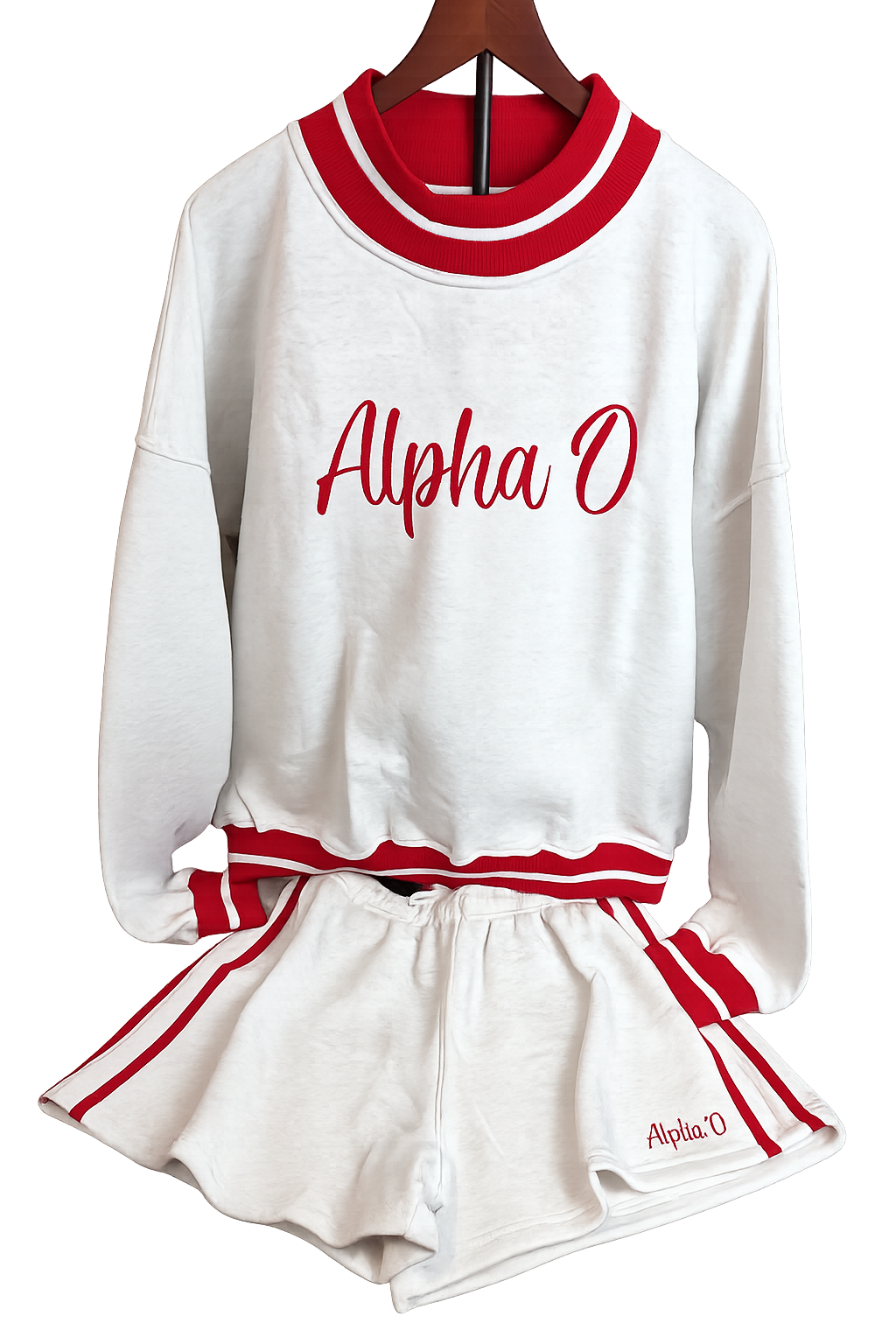 Alpha O embroidered mockneck sweatshirt