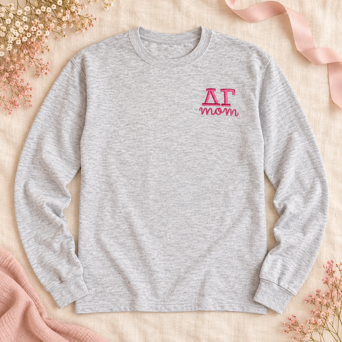 Delta Gamma Mom Sweatshirt, Licensed Embroidered DG Sorority Mom Pullover, Bid Day Parent Weekend Gift