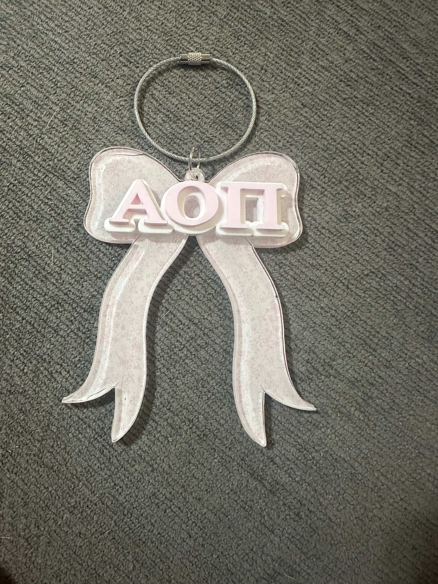 AOII light pink bow bag tag
