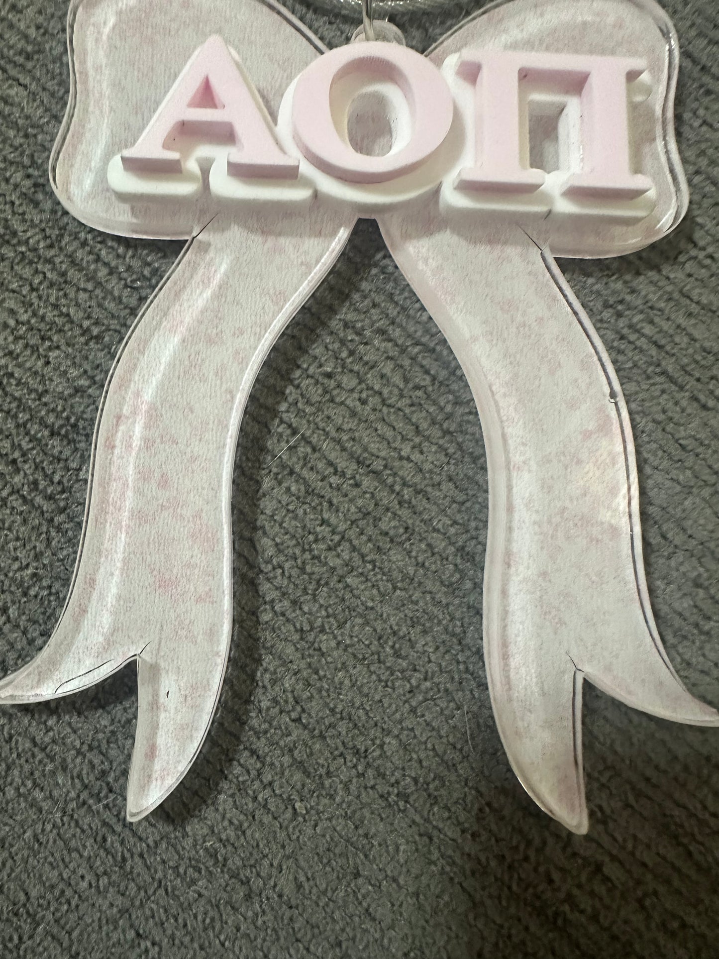 AOII light pink bow bag tag