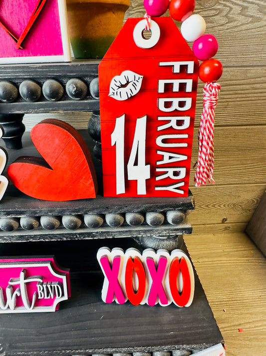 Valentines tiered tray, tray decor, tiered tray decor, Valentine’s, valentines decor, farmhouse signs