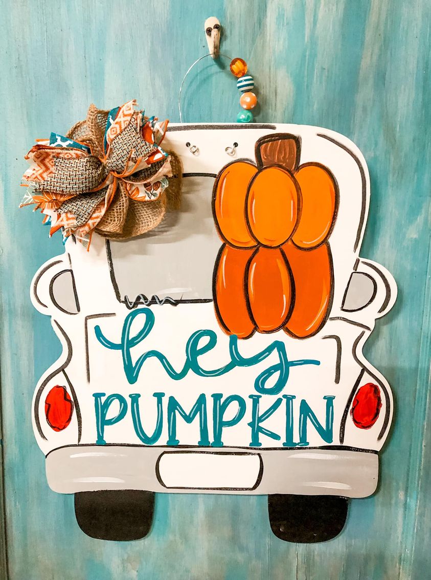 Hey Pumpkin Truck Door Hanger