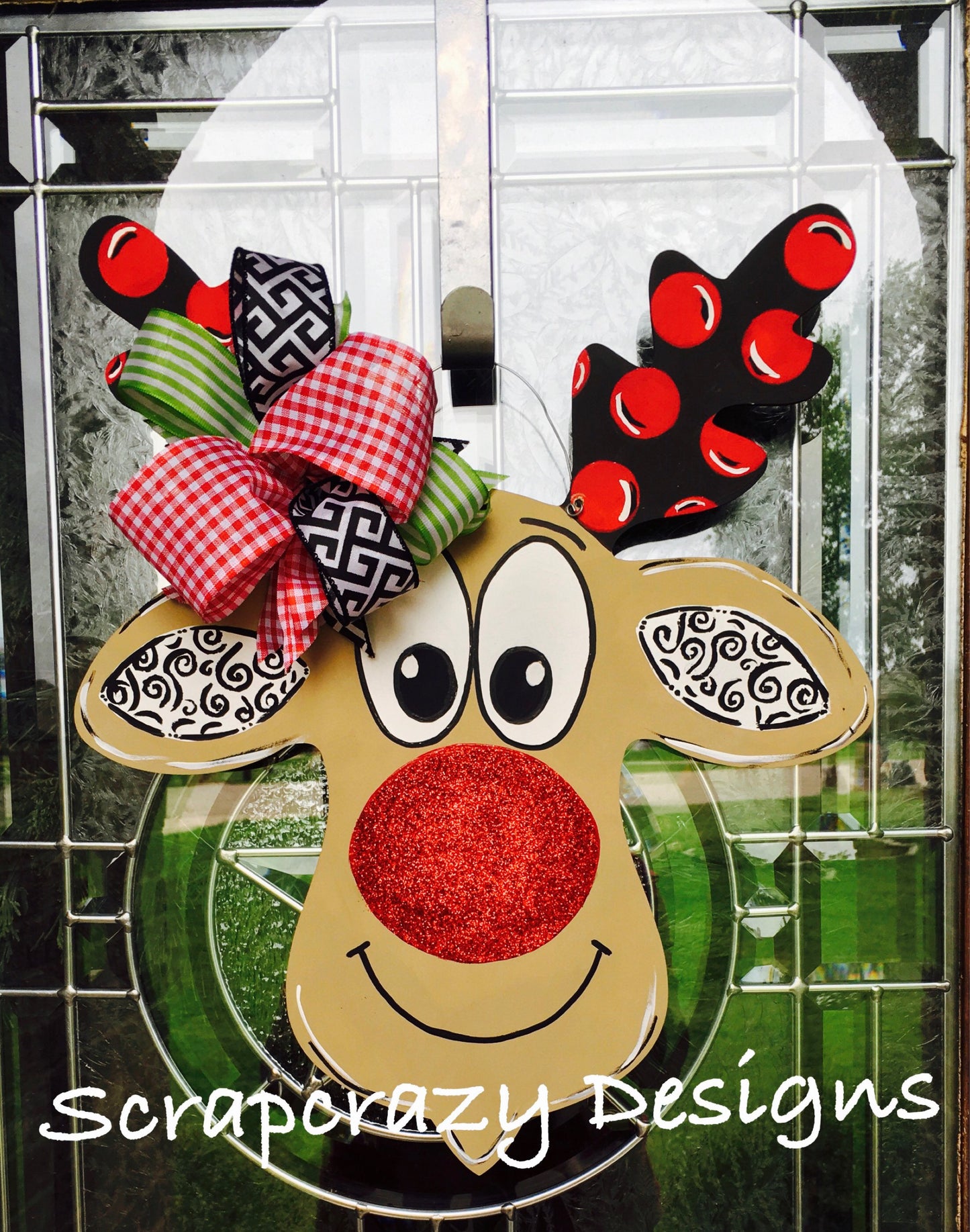 Reindeer door hanger, christmas door hanger, christmas decor, wood door hanger, holiday door hanger