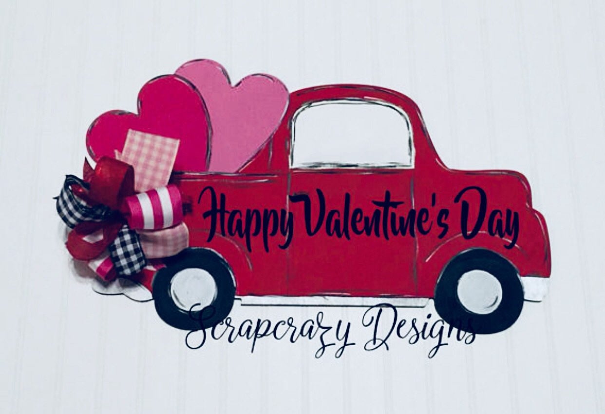 Valentine's Door Hanger, Valentine's Decor, Valentine's, Holiday Decor, Truck, Wood Door Hanger, Door Hanger