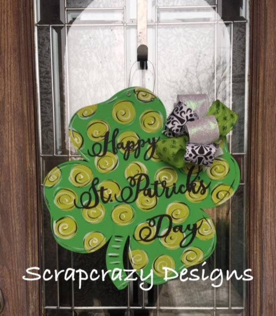 St. Patricks Door Hanger, St. Patricks Decor, St. Patricks, Holiday Decor, Clover, Wood Door Hanger, Door Hanger