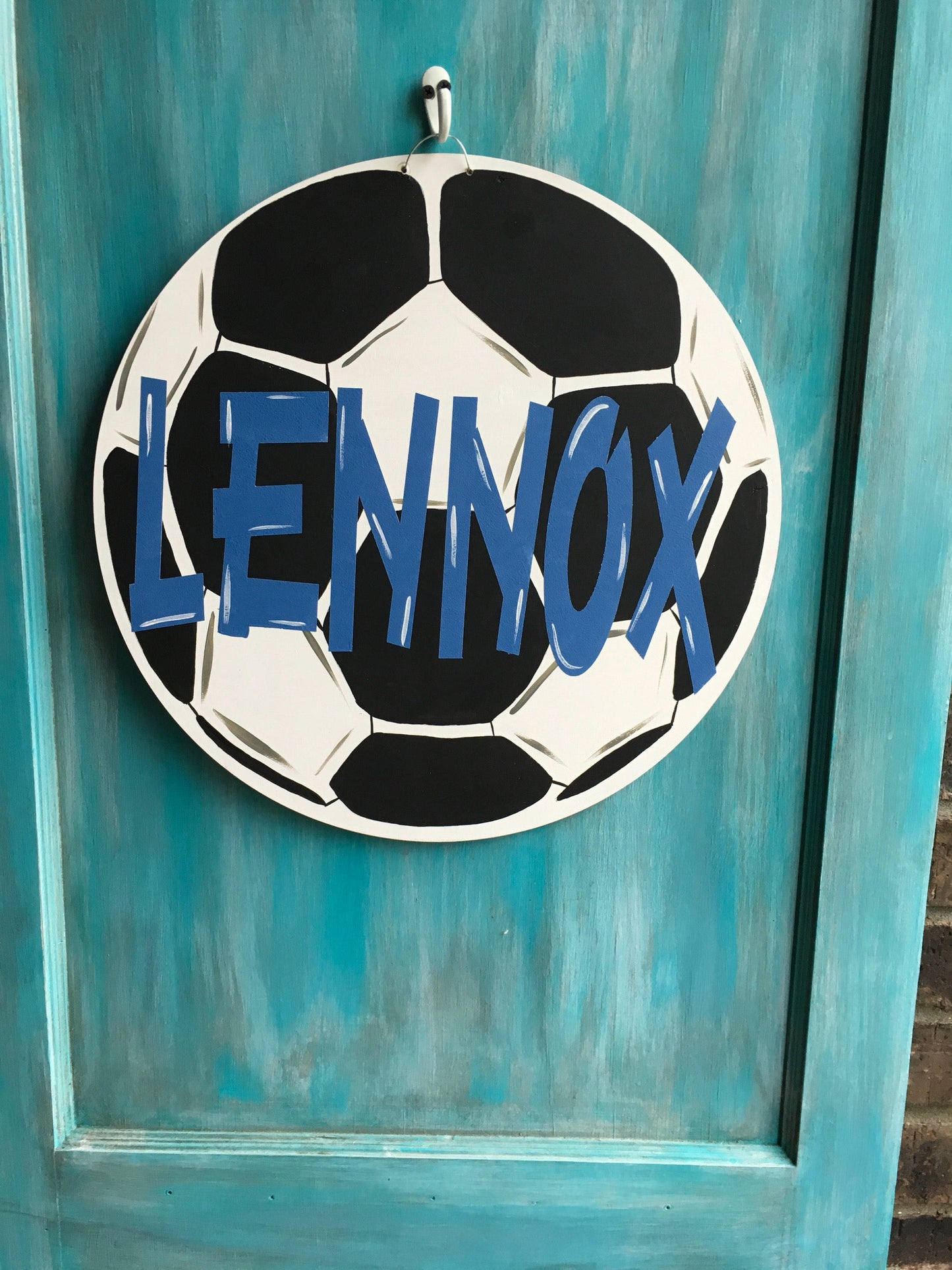 Soccer ballDoor hanger, wood door hanger, sport door hanger, soccer, soccer decor, soccer ball