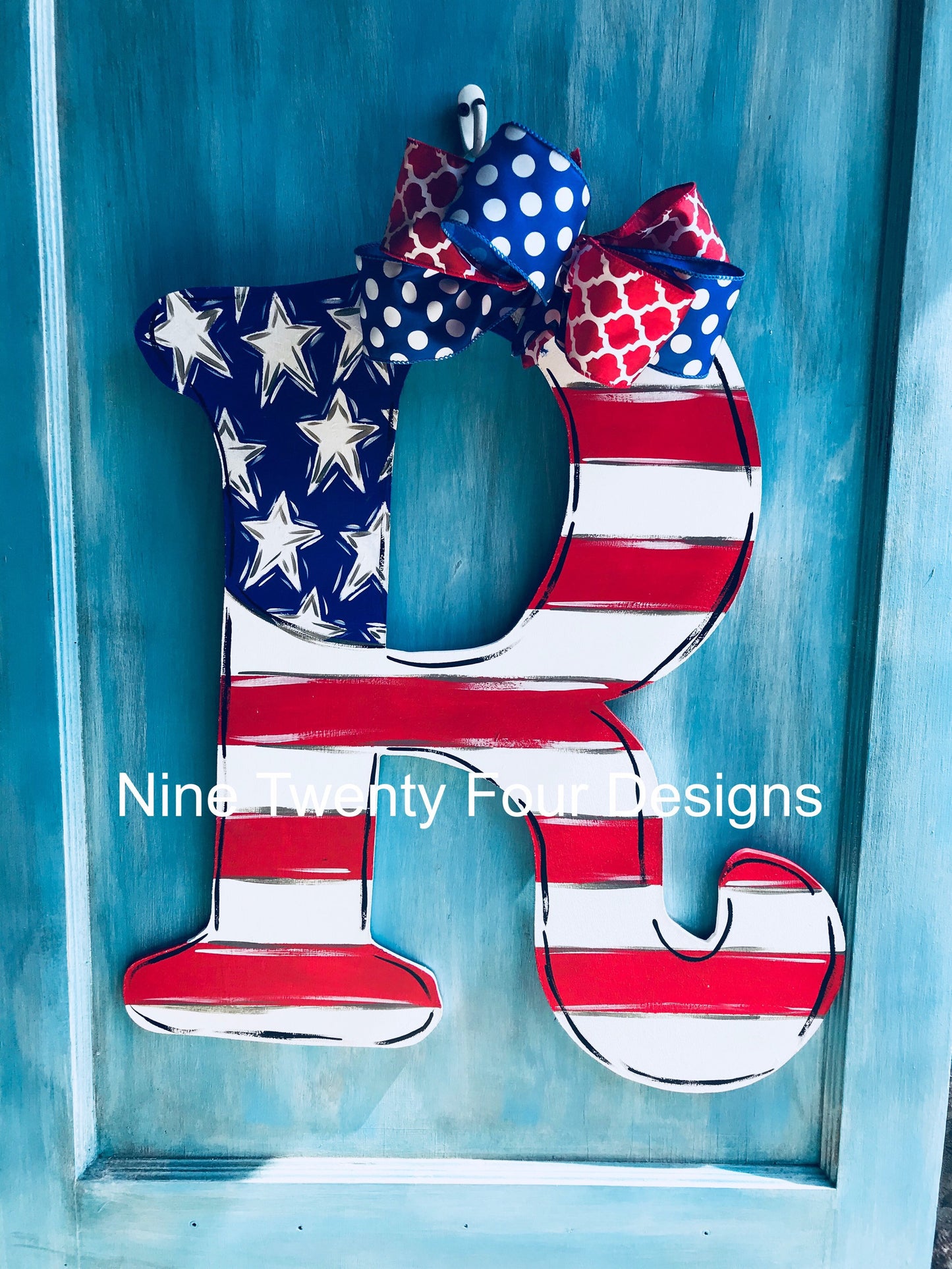Patriotic Letter Door Hanger, personalized door hanger,july 4th door hanger, military door hanger, american flag
