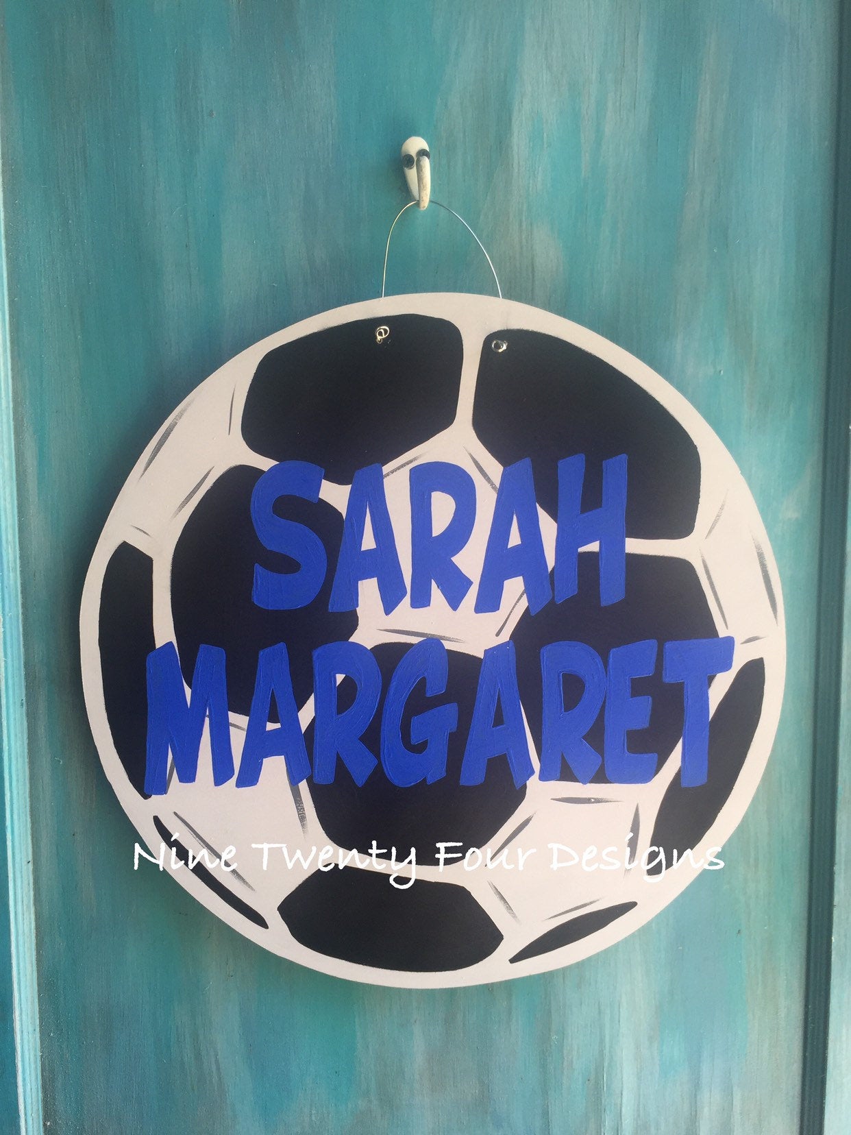 Soccer ballDoor hanger, wood door hanger, sport door hanger, soccer, soccer decor, soccer ball