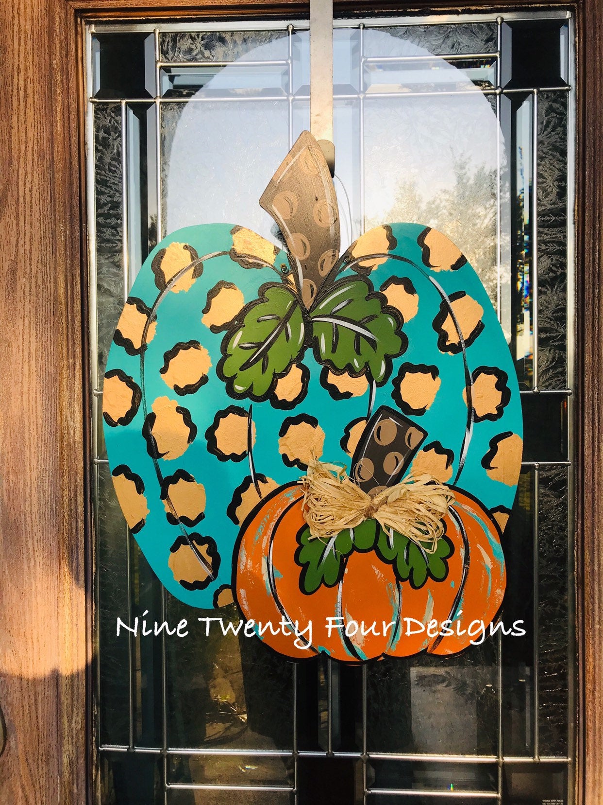 Double Pumpkin, fall door decor, painted pumpkin, fall, pumpkin door hanger, wood door hanger, door hanger