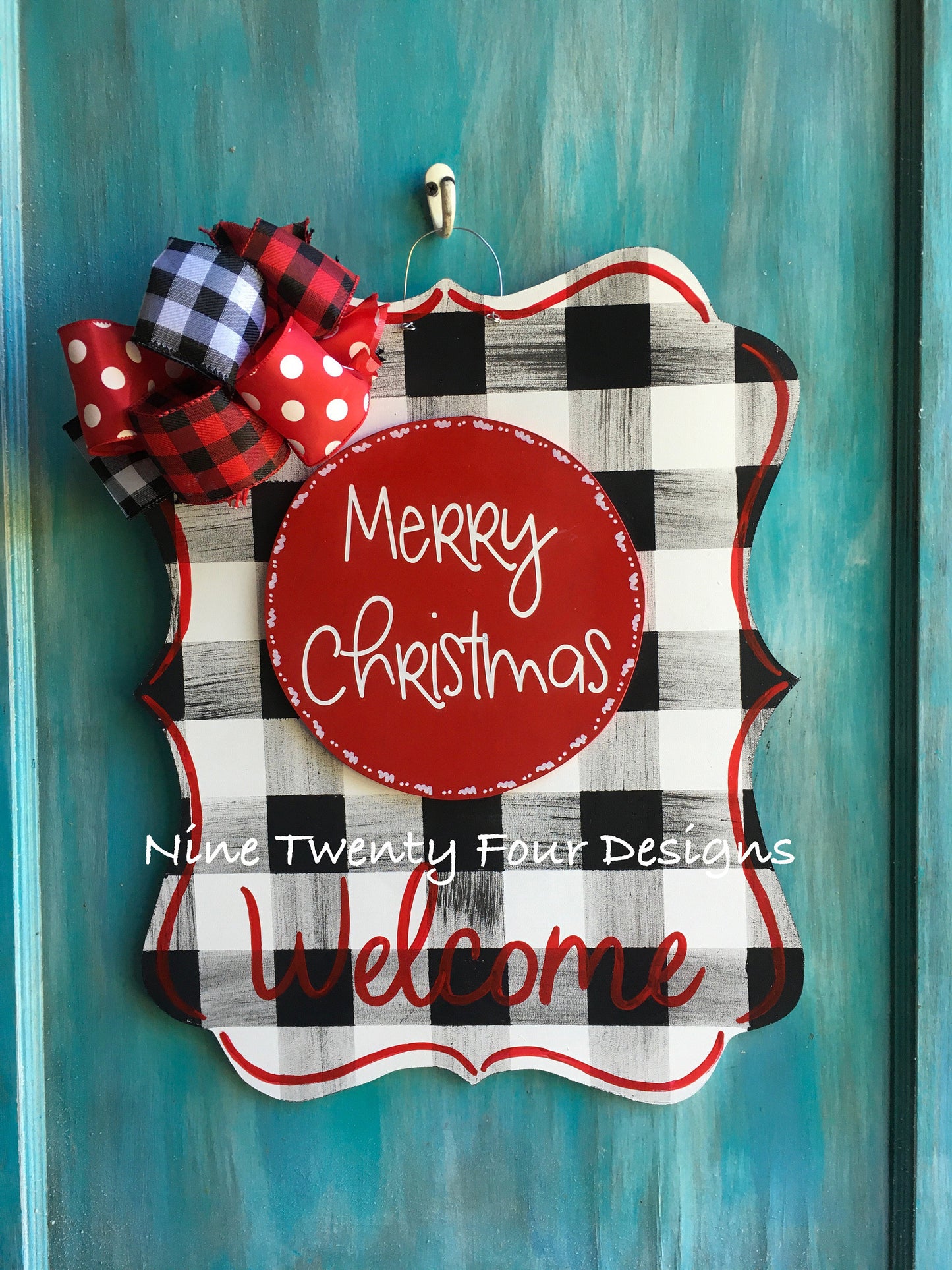 BLACK PLAID Christmas Decor, Holiday Decor, Outdoor Decor, Christmas, Merry Christmas Decor, Door Hanger