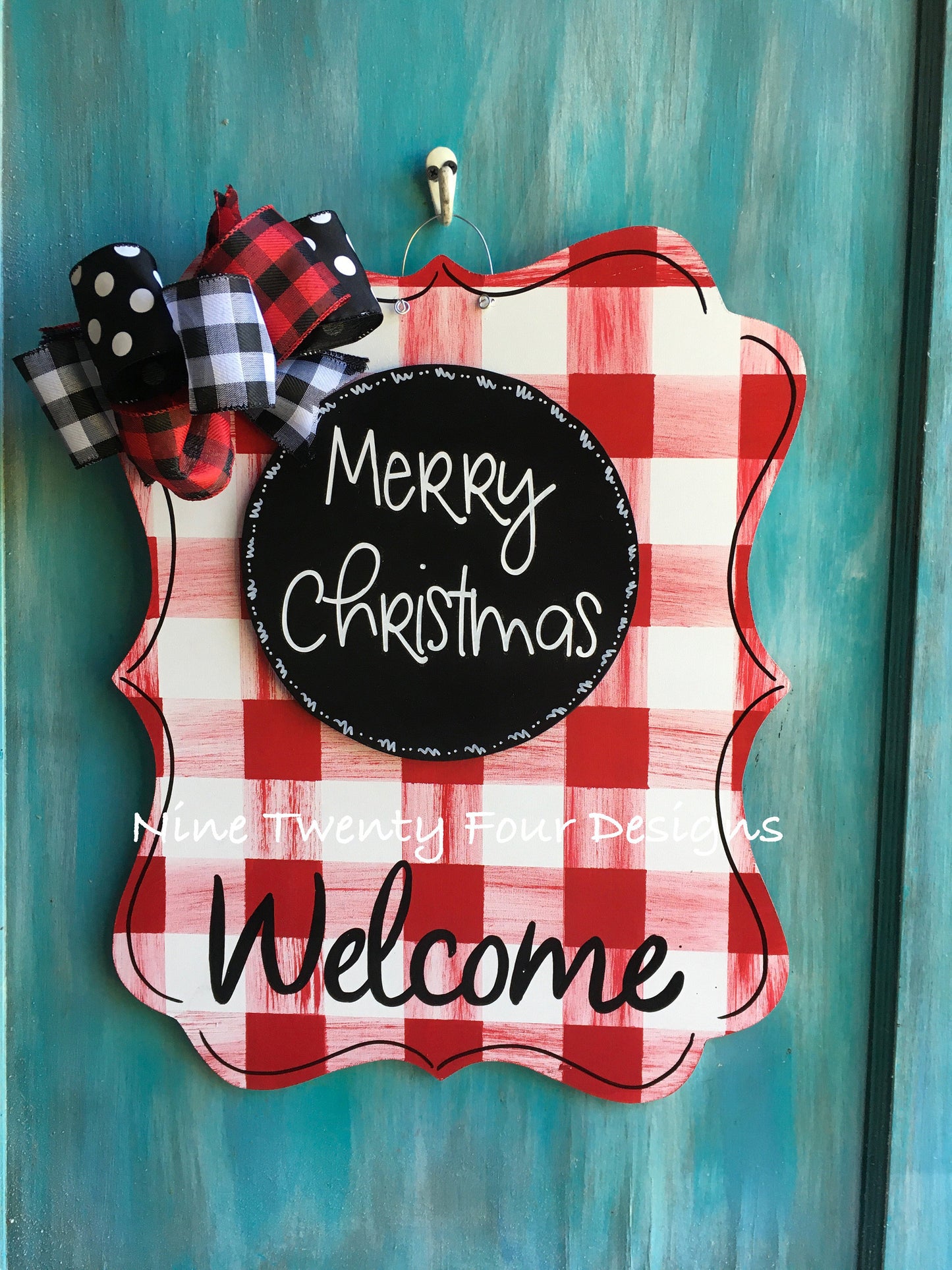 RED PLAID Christmas Decor, Holiday Decor, Outdoor Decor, Christmas, Merry Christmas Decor, Door Hanger