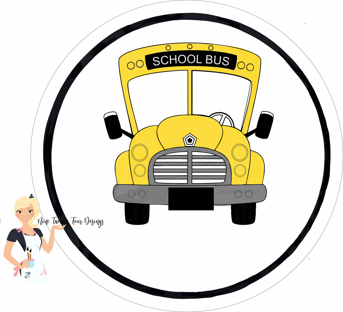 School Bus Door Hanger, laser file, svg, ai, door hanger file