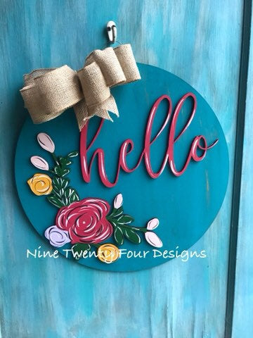 Welcome hello spring door hanger, 3D door hanger