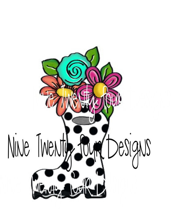 Floral Rain boot template, door hanger template, template, door hanger, door hanger design