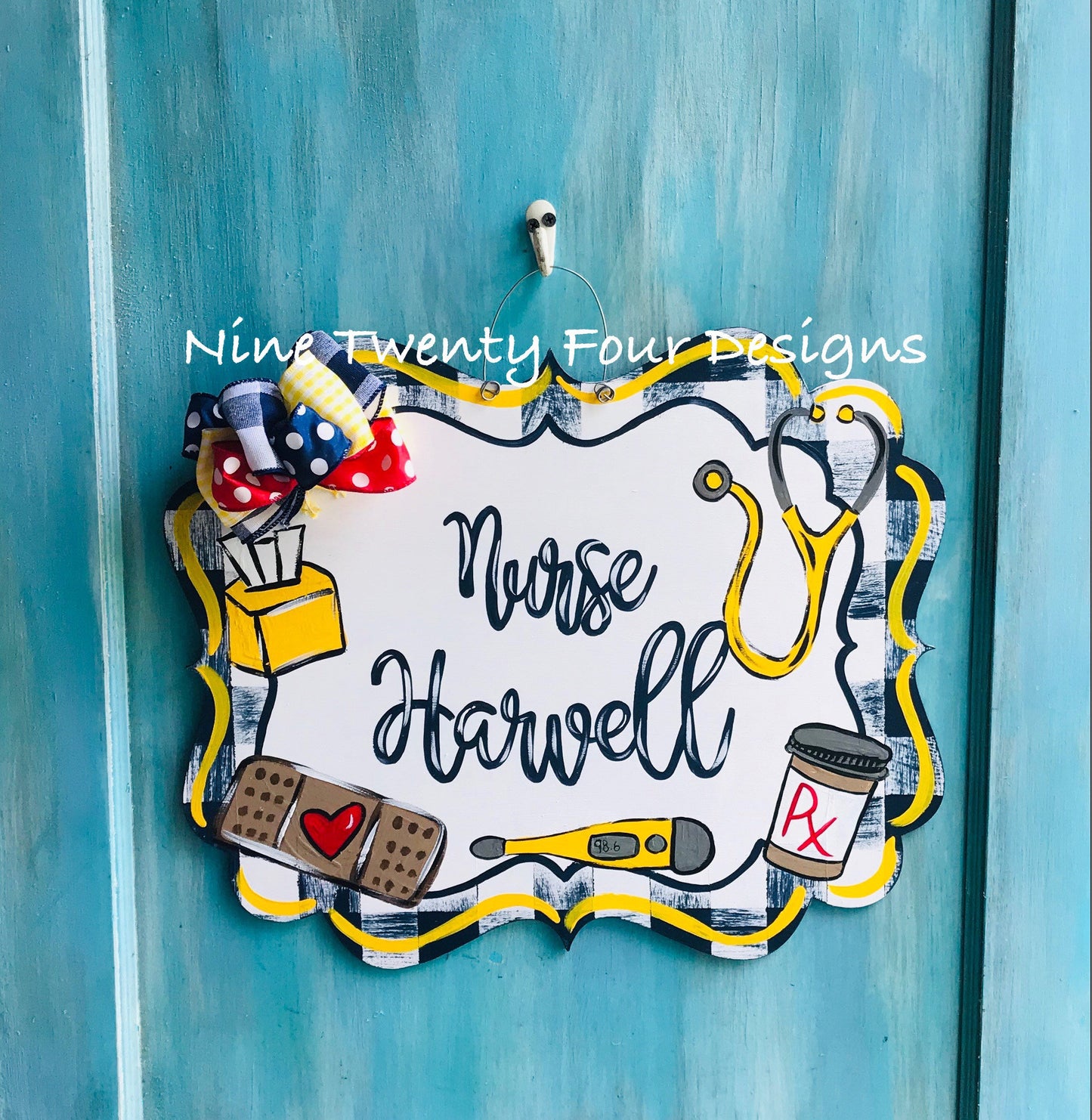 Nurse Door hanger, nurse, nurse gift, clinic decor, school, nurse decor, nurse-decor, buffalo plaid nurse