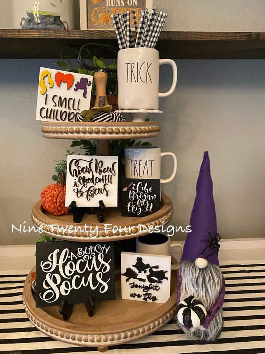 Sanderson Sister sign set, halloween set, halloween tiered tray signs, 3D signs, Hocus Pocus