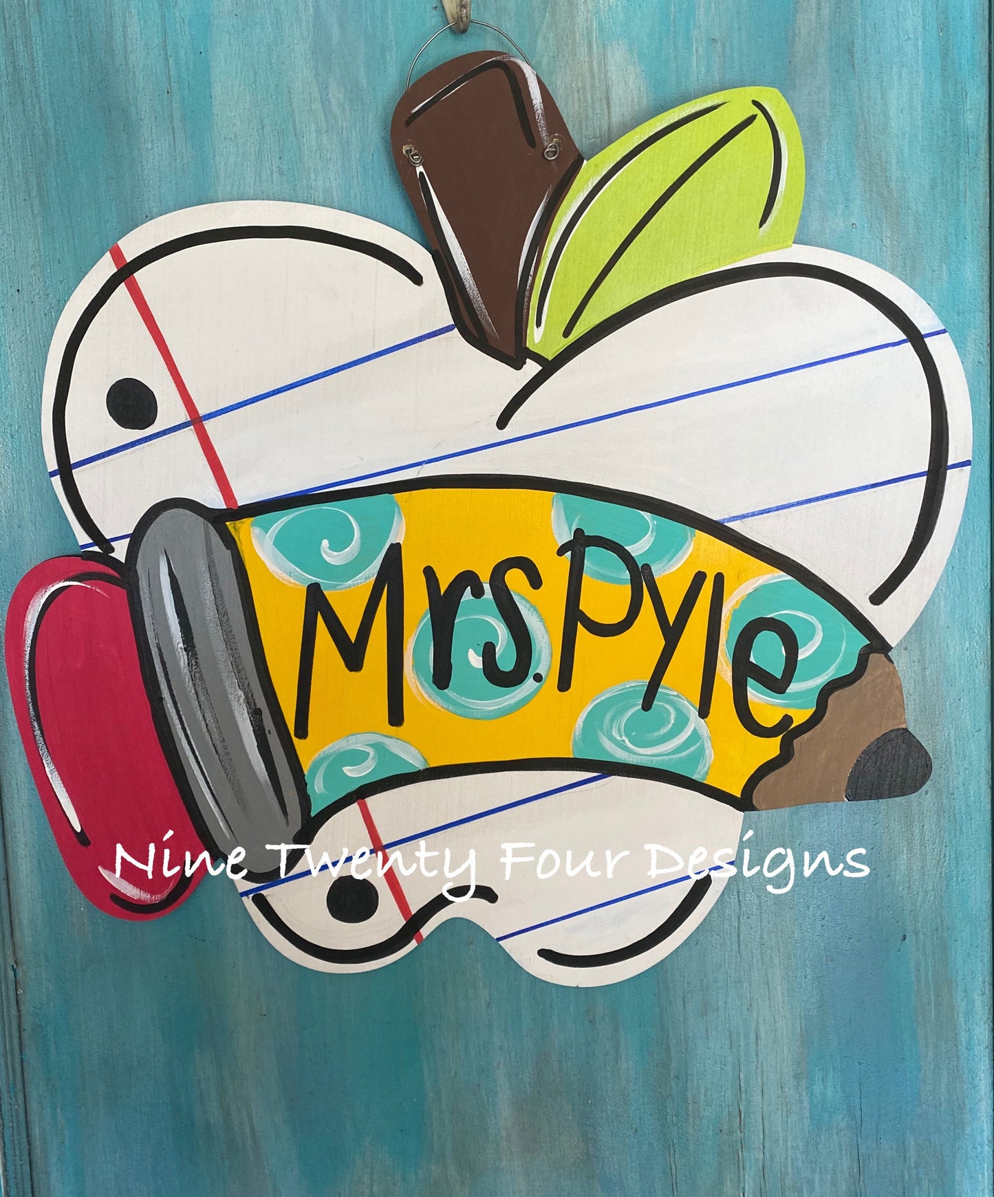 Teacher paper Apple Door hanger, teacher, teacher gift, classroom decor, school, teacher decor, class decor