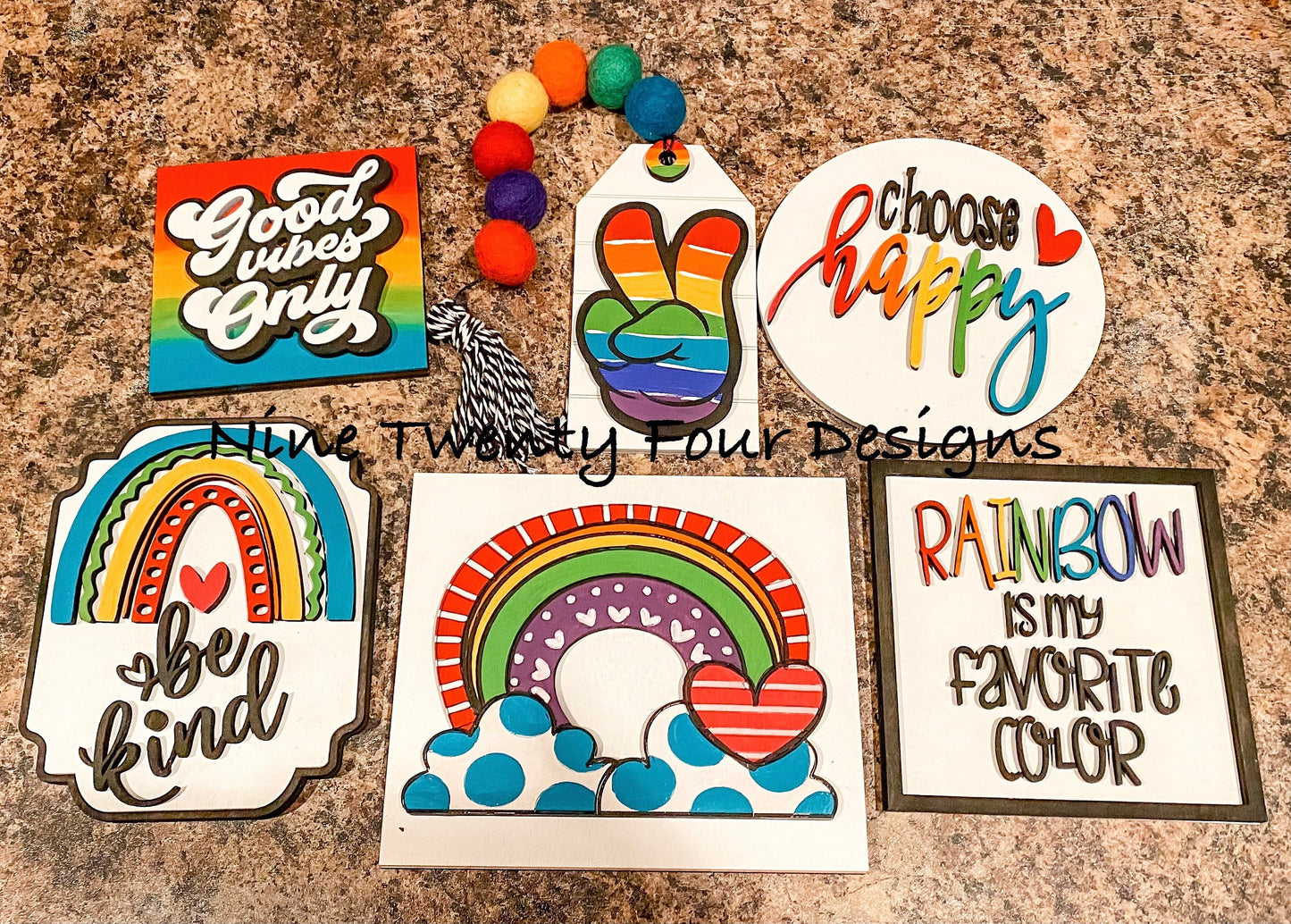 Rainbow tiered tray decor SIGNS, rainbow sign, rainbow decor, Rae Dunn rainbow inspired