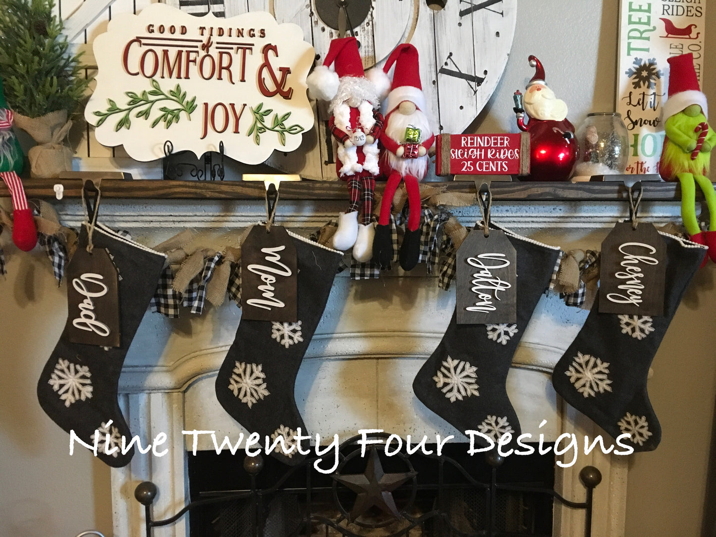 Wood Stocking Tags 3D Names