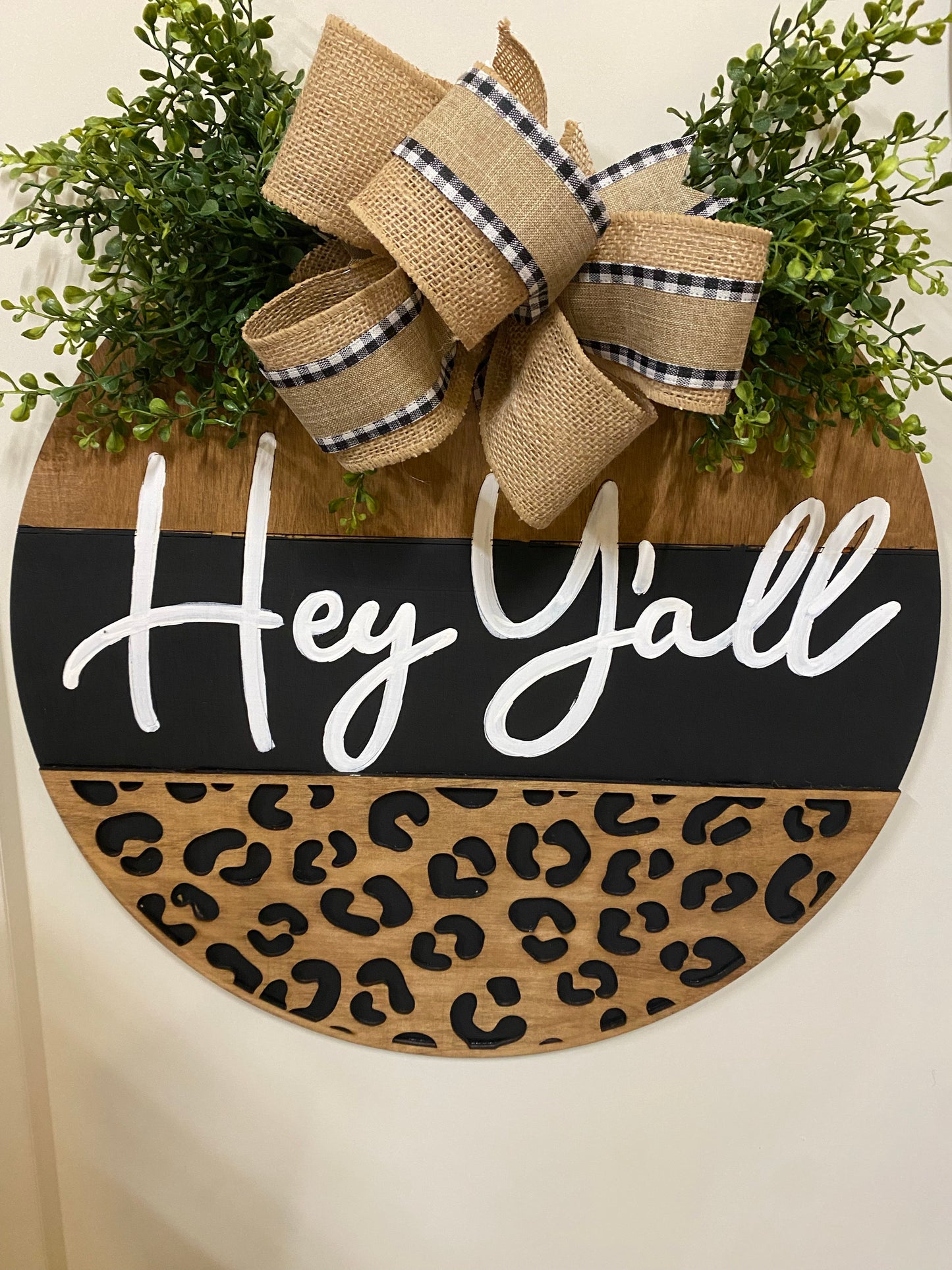 Hey Y’all Leopard Door Hanger