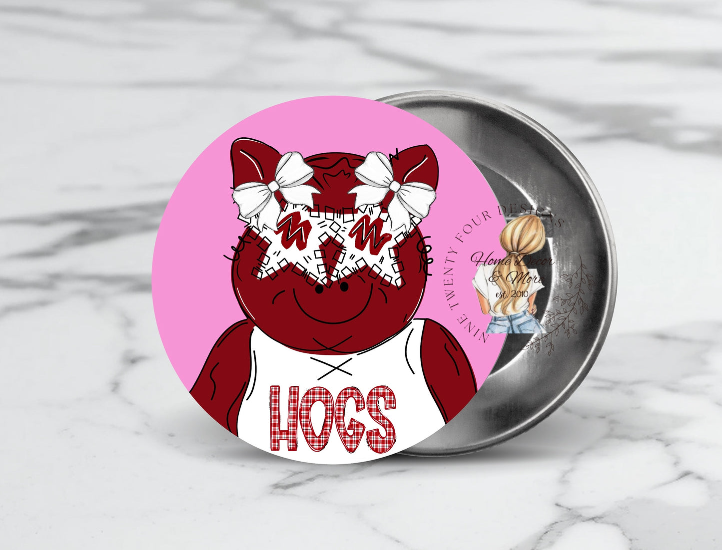 Hog inspired Arkansas Game day button