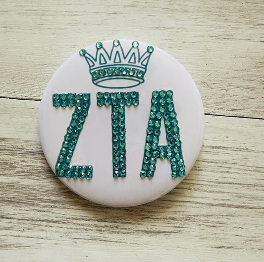 ZTA Rhinestone game day button