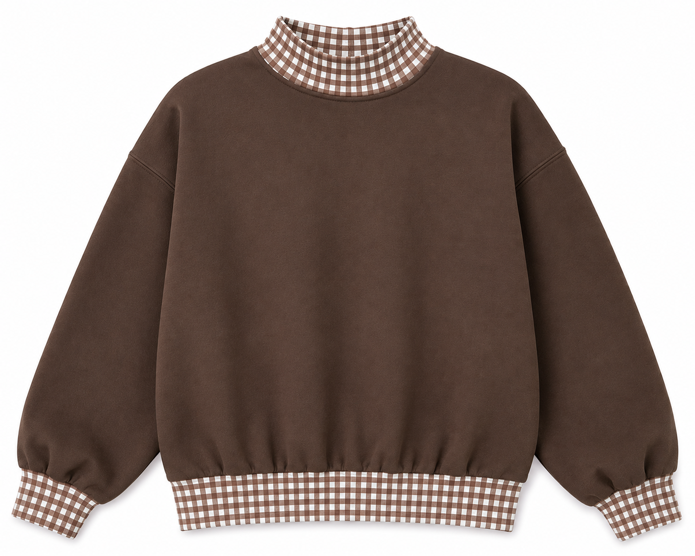 Pre-Order Brown  with Brown Gingham MockNeck