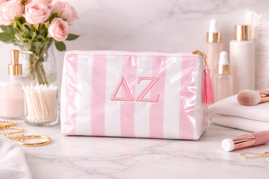 Delta Zeta Pink cosmetic bag