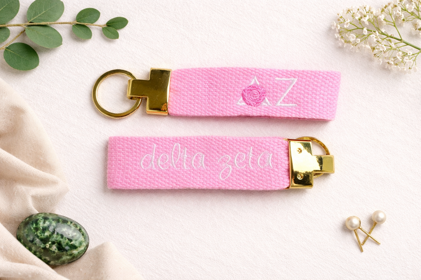 Delta Zeta Double sided embroidered key ring