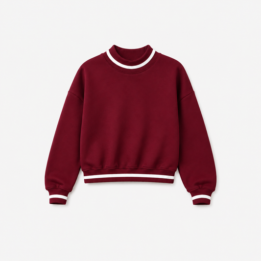 Pre-order Maroon/white stripe Mockneck