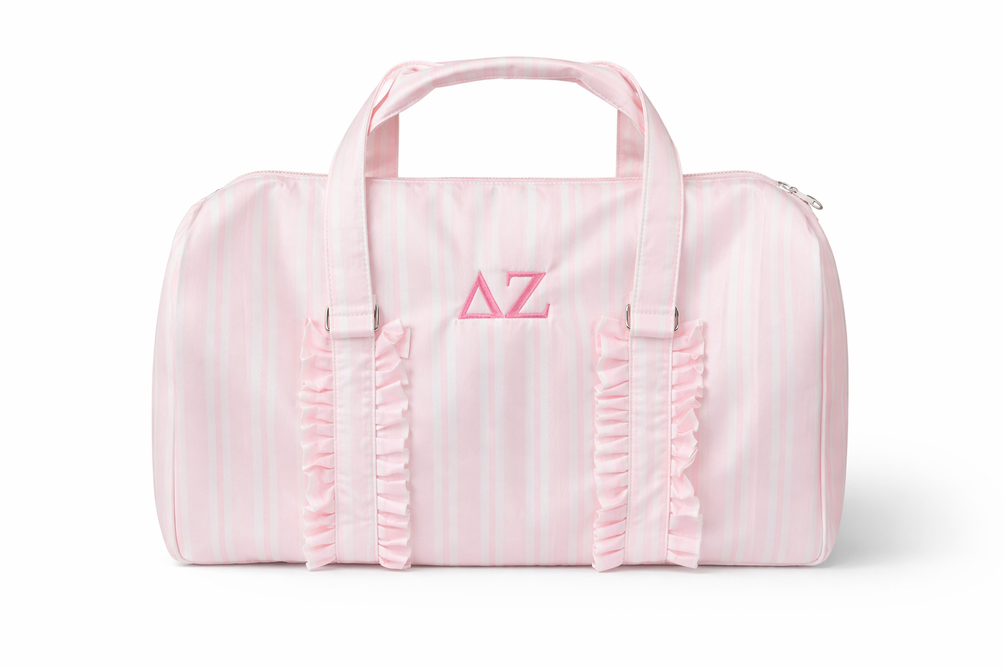 Delta Zeta Pink ruffle Duffle bag
