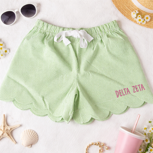 Delta Zeta Green Seersucker Shorts