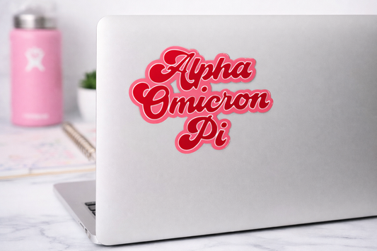 Alpha Omicron Pi UV DTF Sticker, AOII Sorority Decal for Water Bottle Laptop Cup, Greek Letter Sticker Bid Day Gift