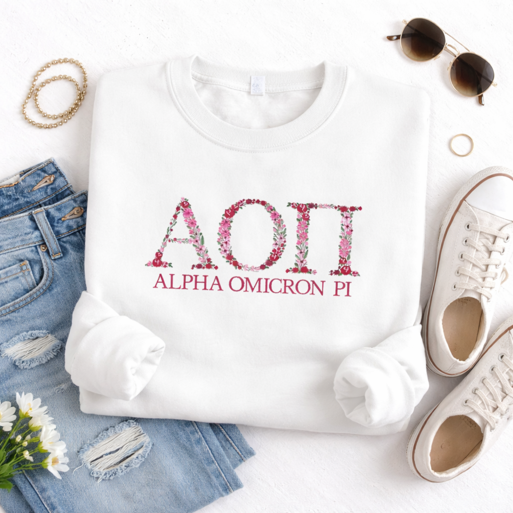 AOII floral embroidered sweatshirt