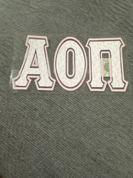 AOII Pink floral UV DTF sticker