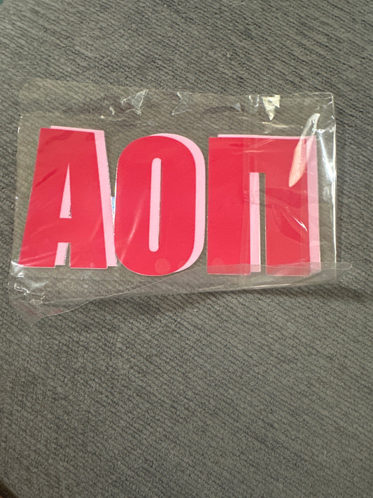 Large AOII red/pink UV DTF sticker