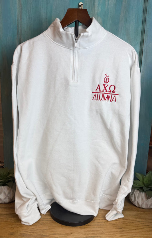 Alpha Chi Omega Alumna Embroidered Quarter-Zip Sweatshirt | Licensed Greek Apparel