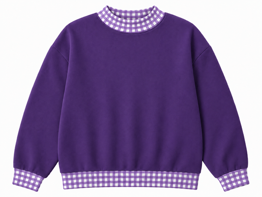 Pre-order purple gingham Mockneck