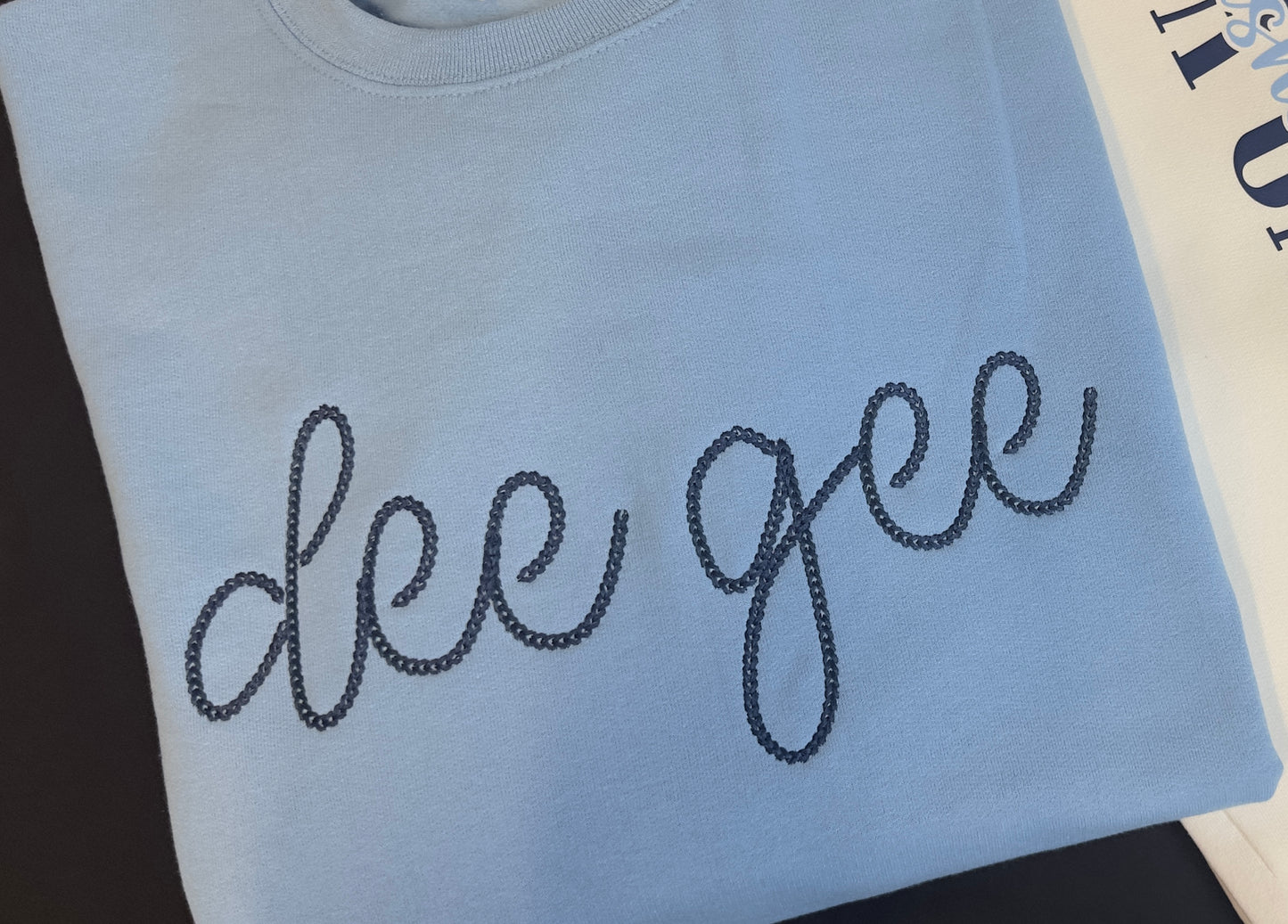 Delta Gamma Sweatshirt Set, Licensed Delta Gamma Sorority Lounge Set, Embroidered Dee Gee Fleece Outfit