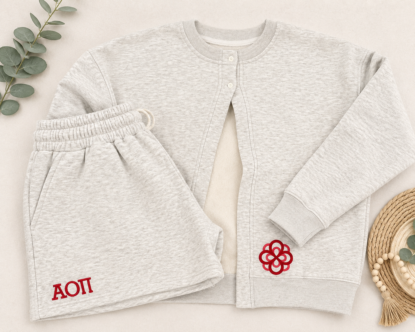 AOII Embroidered Fleece Shorts