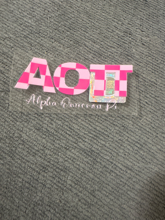AOII checkered UV DTF sticker
