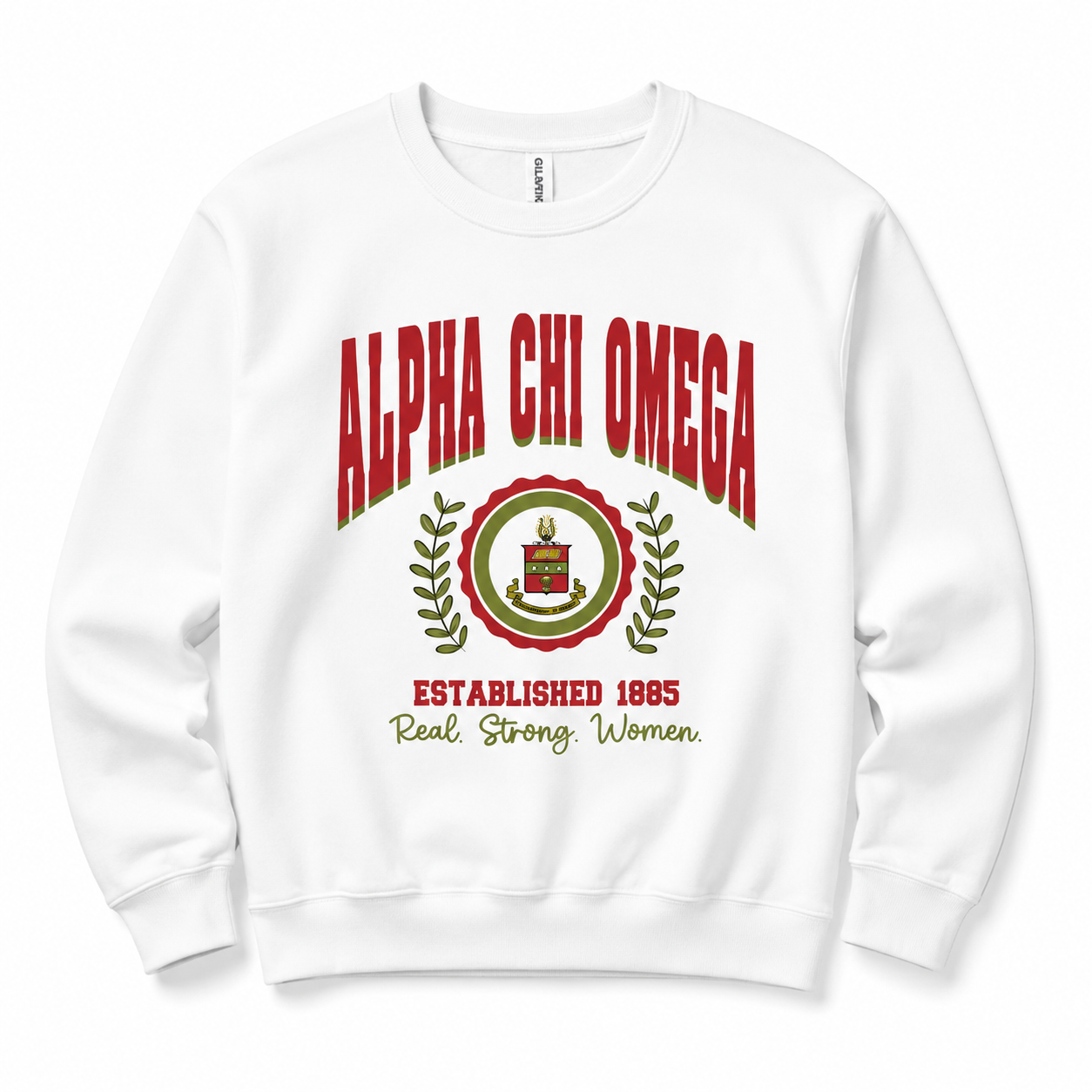 Alpha Chi Omega Crest Sweatshirt | Greek Licensed | Established 1885 Crewneck