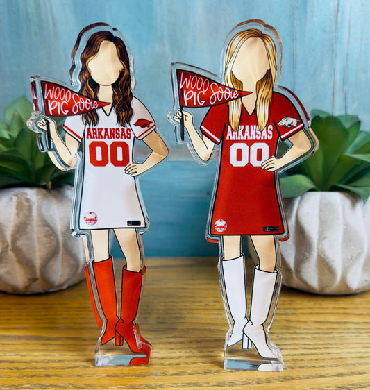 Arkansas Game Day girl, Razorback gift, College Decor, Alumni gift, Acrlic Decor, Dorm Decor