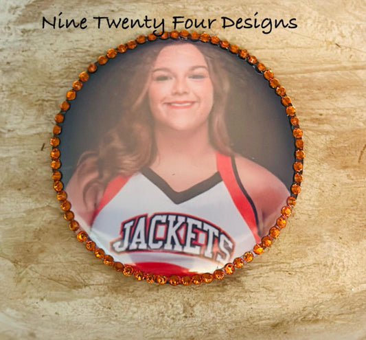Rhinestone Photo Game-day button